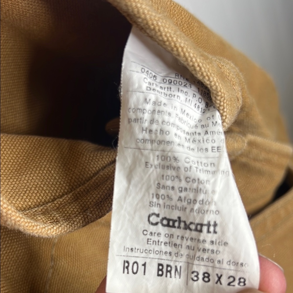 Carhartt R01 Tan Bib Overalls Size 37”X27.5” - Picture 8 of 11